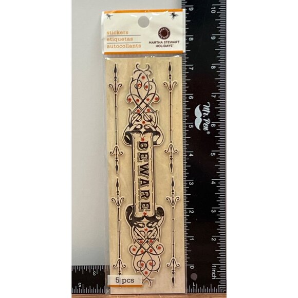 EKSUCCESS 41-00066 Beware Phrase 5 Stickers Halloween Embellishments GEMSTONE - Picture 2 of 5